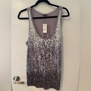 Express Shimmering Silver and Gray Tank Top